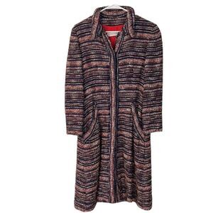 Vintage Rene West Tweed Blue Red Coat Size XS